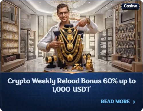 Crypto Weekly Reload Bonus 60% up to 1,000 USDT